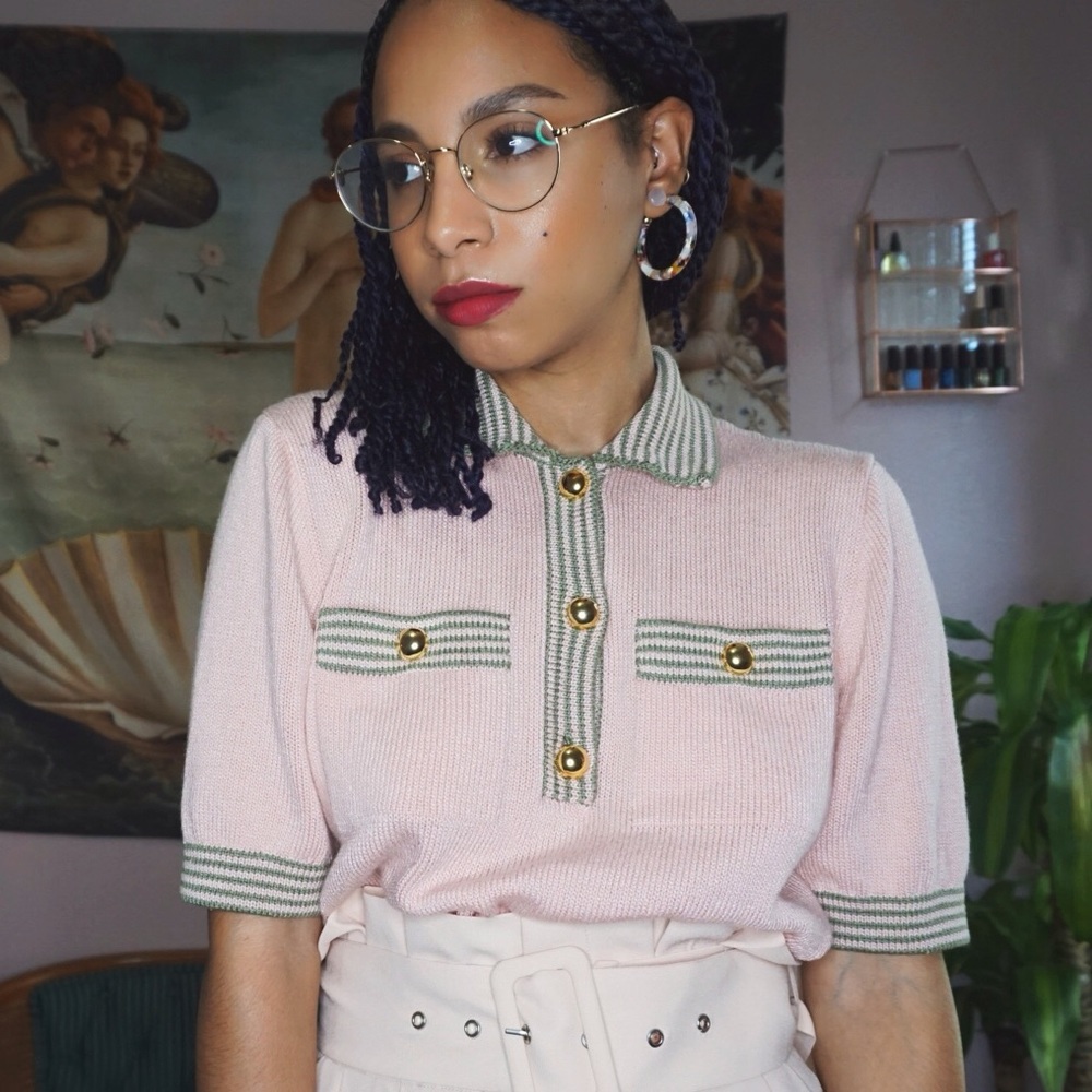 Knit collar shirt